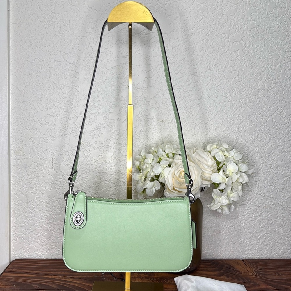 Coach Genuine Leather Penn Shoulder Bag in Pale Pistachio, Silver Hardware - Picture 2 of 16